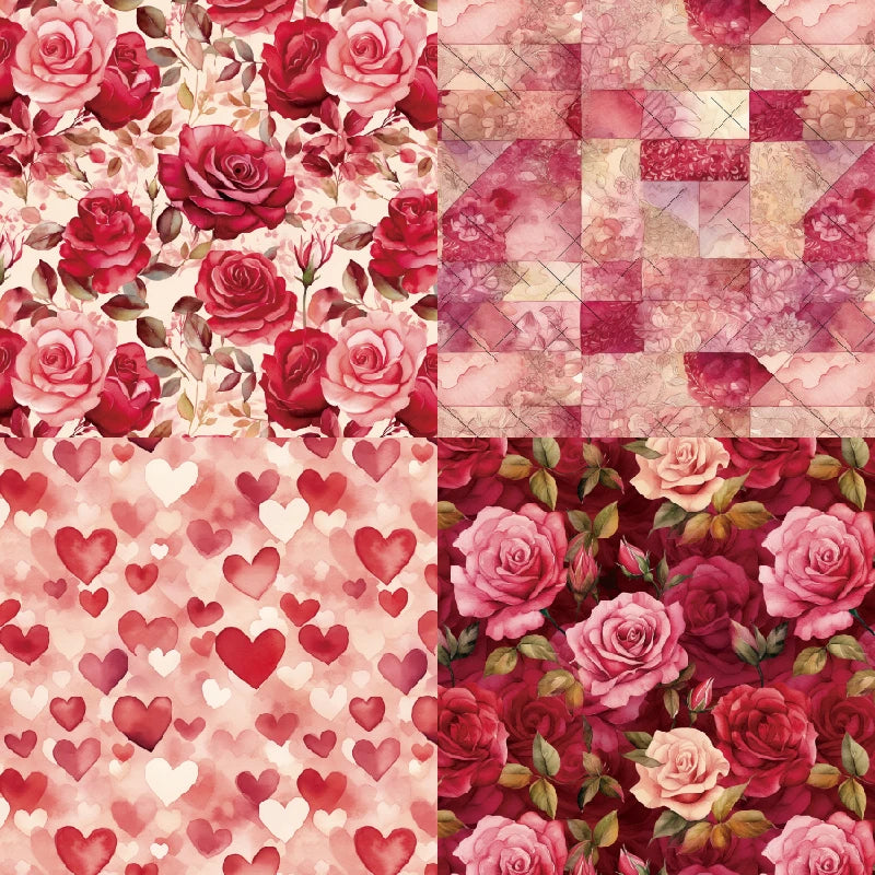 Papiers Scrapbooking Roses Romantiques – Tons Rose | 24 Feuilles