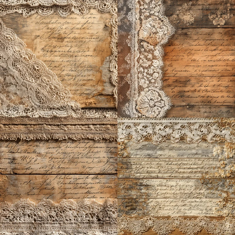 Papiers Scrapbooking Dentelle Vintage - 24 feuilles