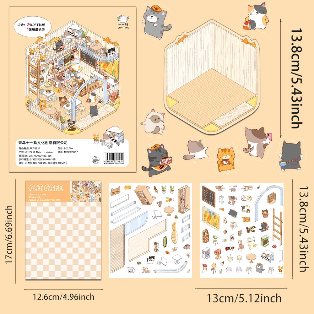 Mini Scène Cosy – Monde Miniature Café à Chats