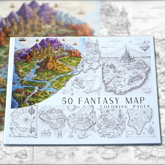 Cahier de Coloriage Cartes Fantastiques| 50 Pages A4