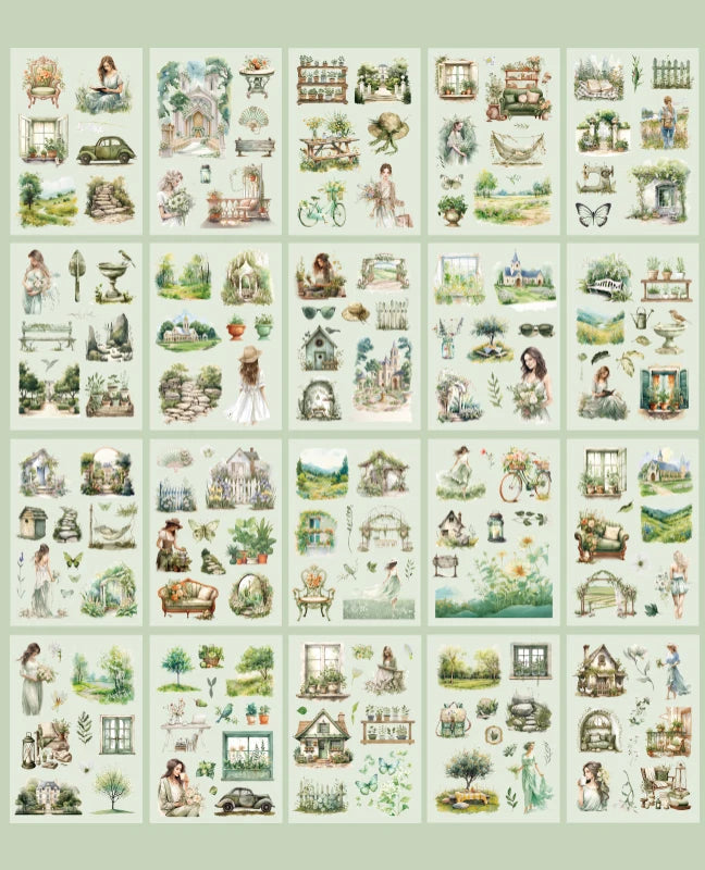 Livre de Stickers Vintage – Jeunes Femmes Rétro Europe & USA | Série Quatre Saisons