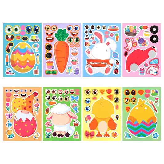 Stickers Puzzle Pâques à Assembler – Lapins & Œufs