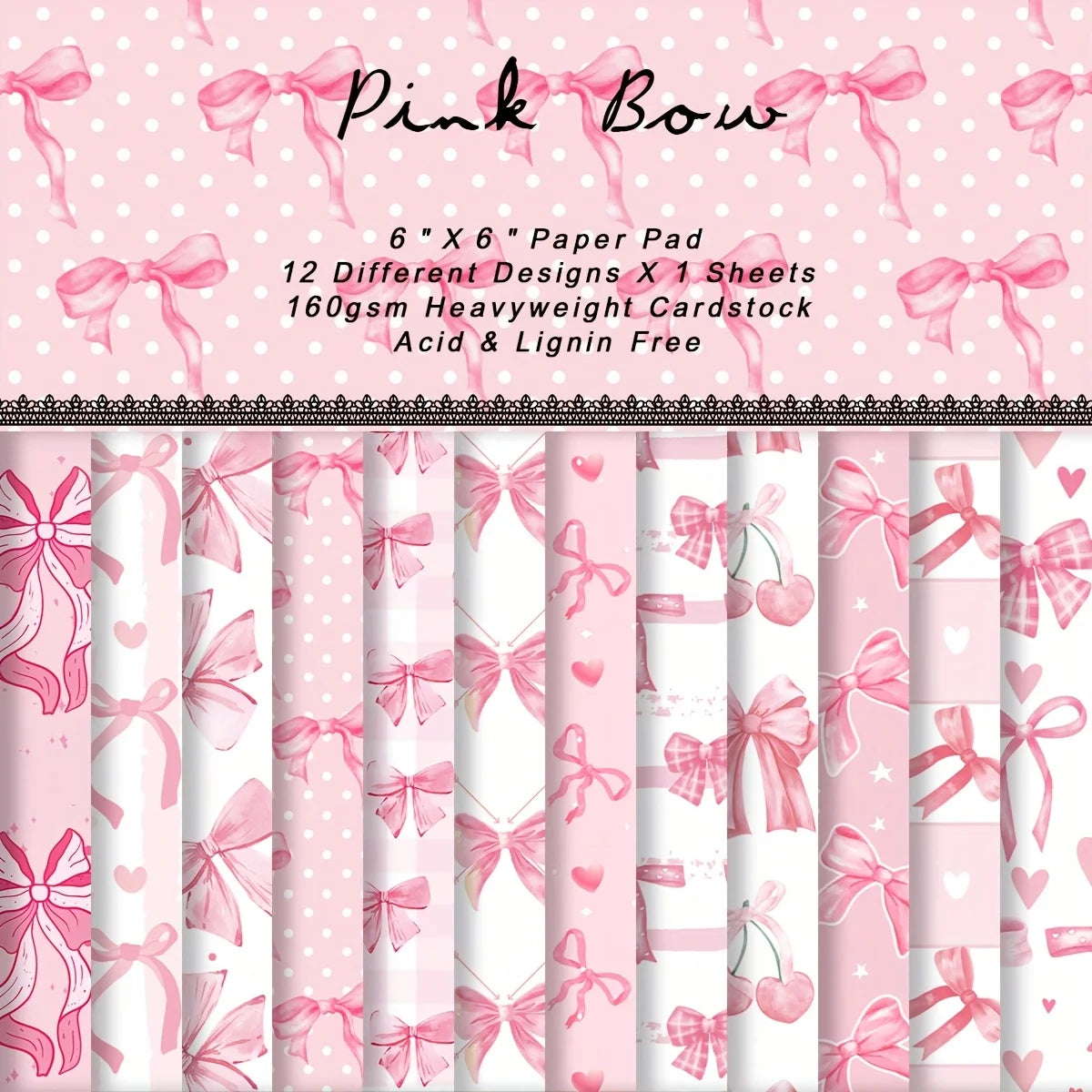 Papiers Scrapbooking Nœuds & Papillons – Inspiration K-pop| 12 Feuilles