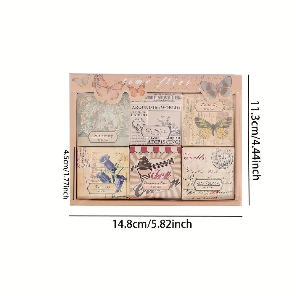 Set de Stickers à coller Vintage Papillons & Fleurs | 300 Pièces – Mini Box