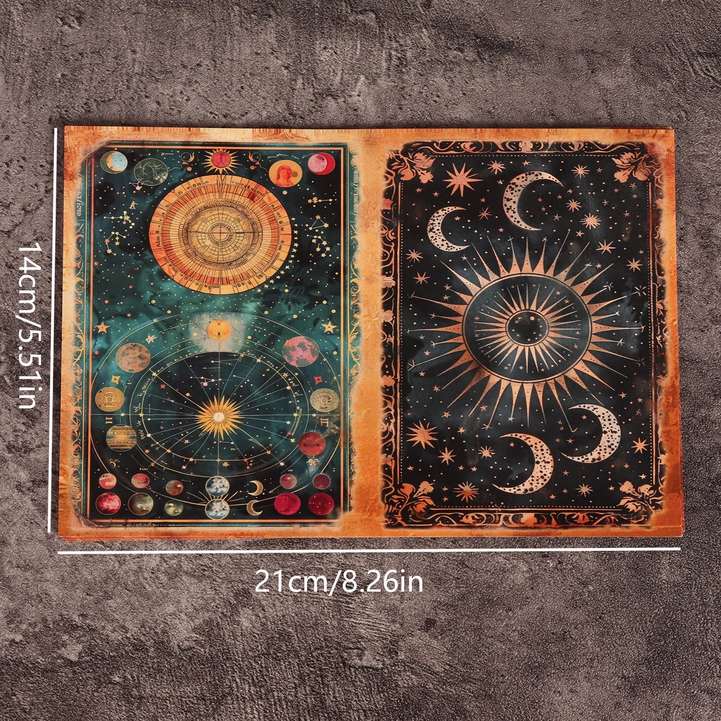 Set Scrapbooking Vintage – Astrologie & Ésotérisme | Papiers A5 & Stickers