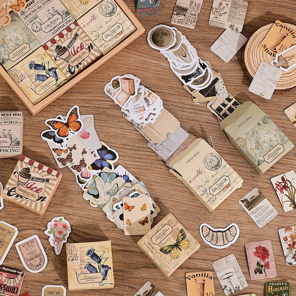 Set de Stickers à coller Vintage Papillons & Fleurs | 300 Pièces – Mini Box