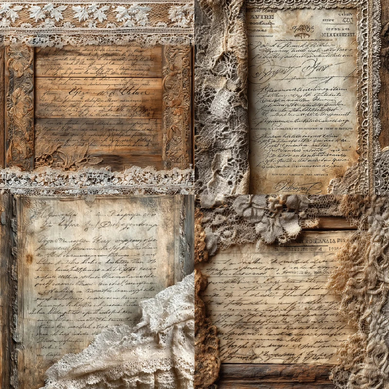 Papiers Scrapbooking Dentelle Vintage - 24 feuilles