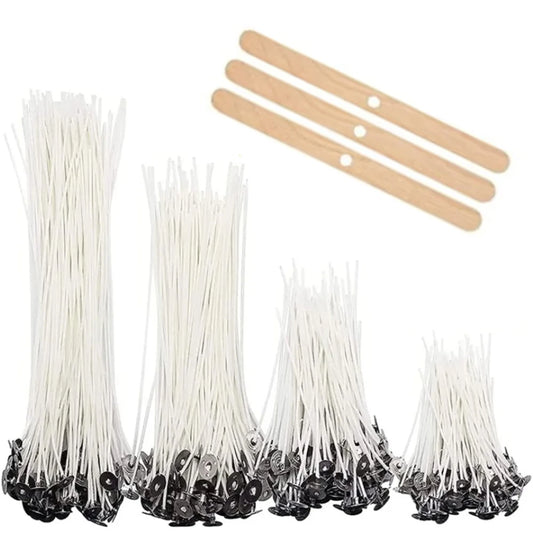 Mèches pour Bougies en Coton Ciré – Lot de 53 pièces avec Supports