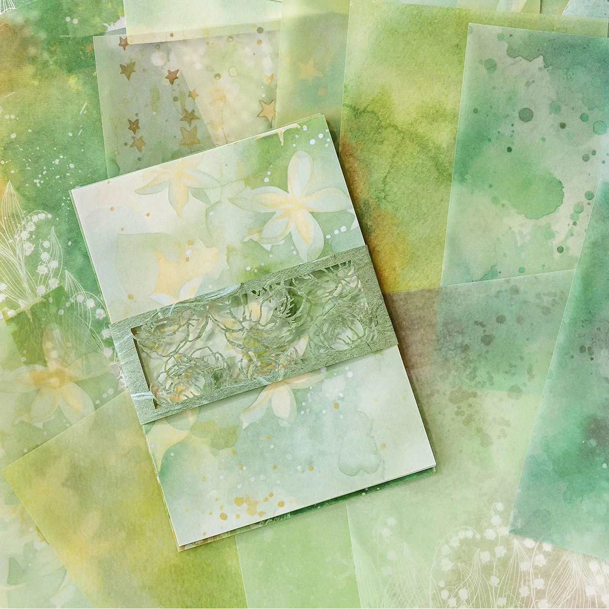 Papiers Scrapbooking  Effet Aquarelle & Couleurs Estompées | 20 Pièces - 6 couleurs aux choix