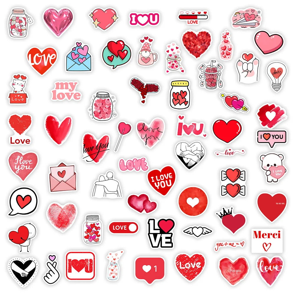 Stickers Cœurs Rouges – Love Saint-Valentin | 30 Pièces