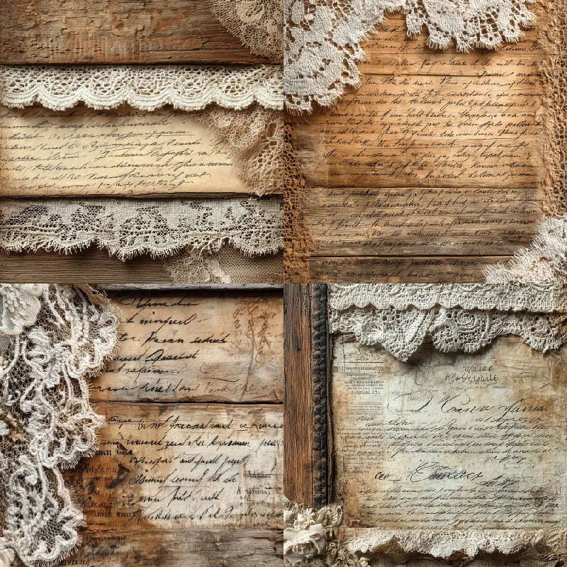 Papiers Scrapbooking Dentelle Vintage - 24 feuilles