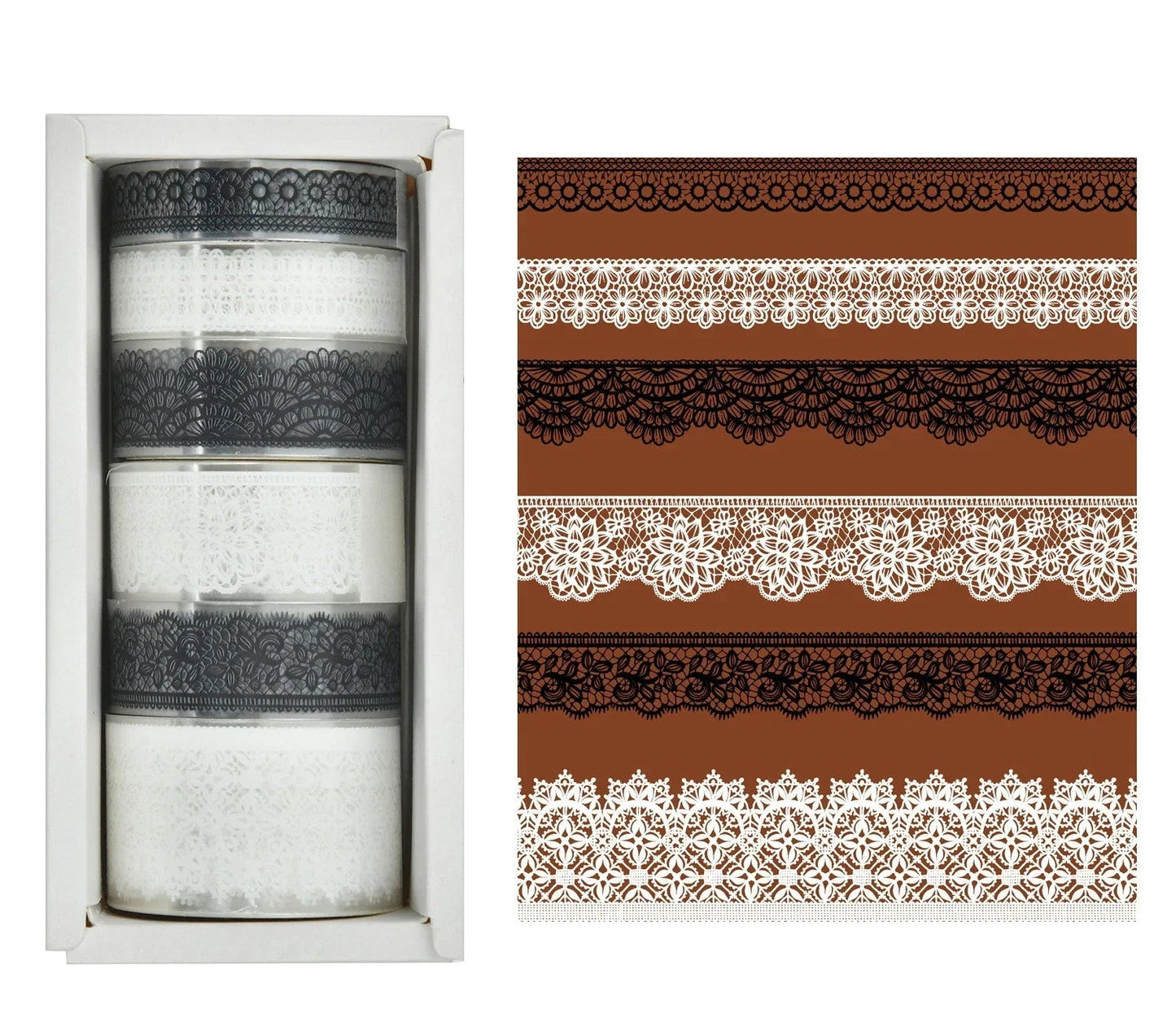 Set de Washi Tapes Dentelle Rétro – Diverses couleurs| 6 Rouleaux