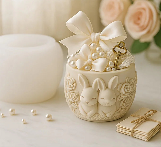 Moule Pot Décoratif Couple de Lapins