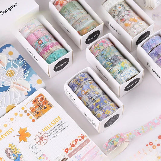 Set de Washi Tapes Fleurs Transparents | 5 Rouleaux