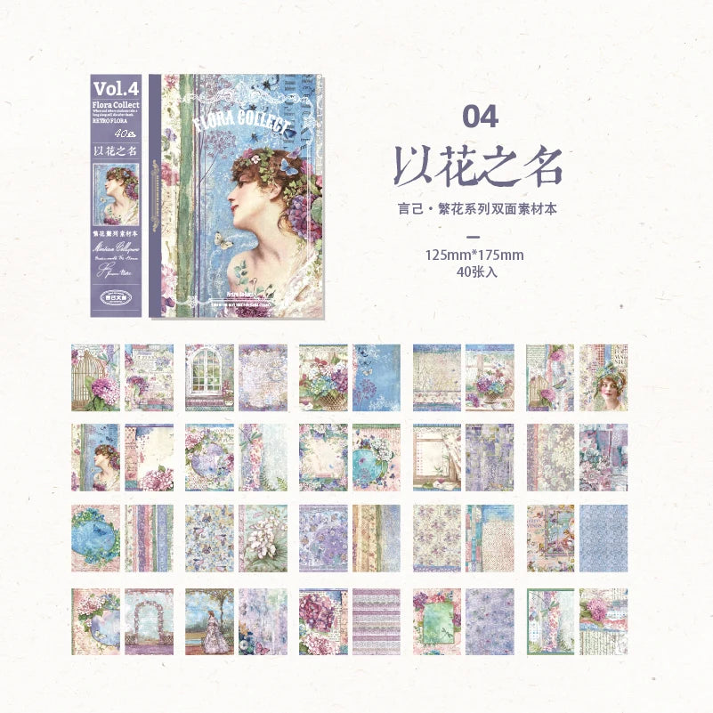 Papiers Scrapbooking Vintage Recto-Verso | 40 Feuilles