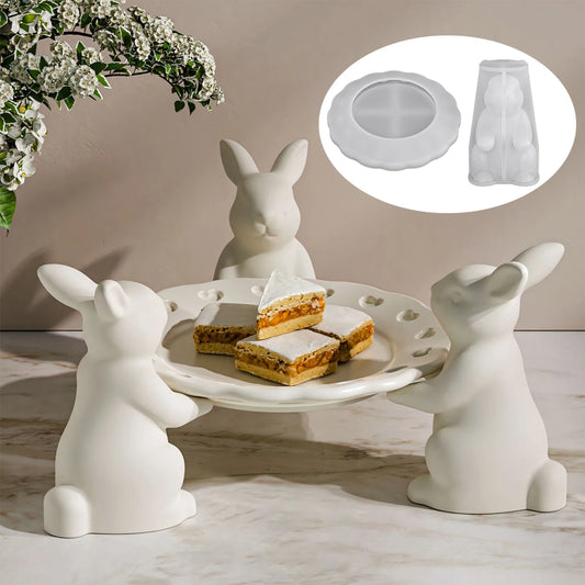 Set Grand Moule Lapin Décoratif Porte Assiette