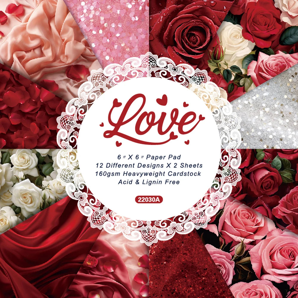 Papiers Scrapbooking Love – Motifs Amour | 24 Feuille