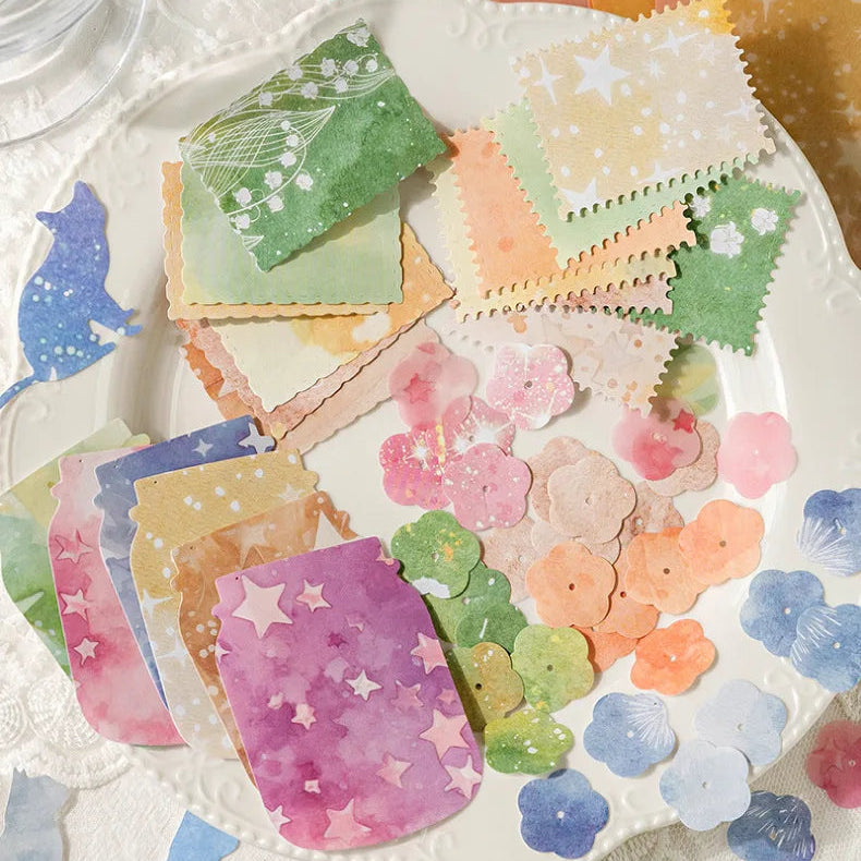 Papiers Scrapbooking  Effet Aquarelle & Couleurs Estompées | 20 Pièces - 6 couleurs aux choix