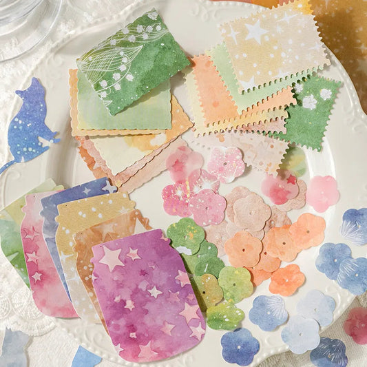 Papiers Scrapbooking  Effet Aquarelle & Couleurs Estompées | 20 Pièces - 6 couleurs aux choix