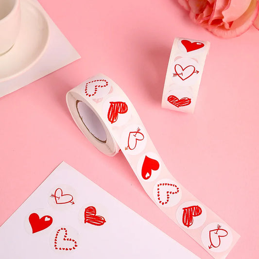 Stickers Cœurs Rouges & Roses – Saint-Valentin | 100 à 500 Pièces