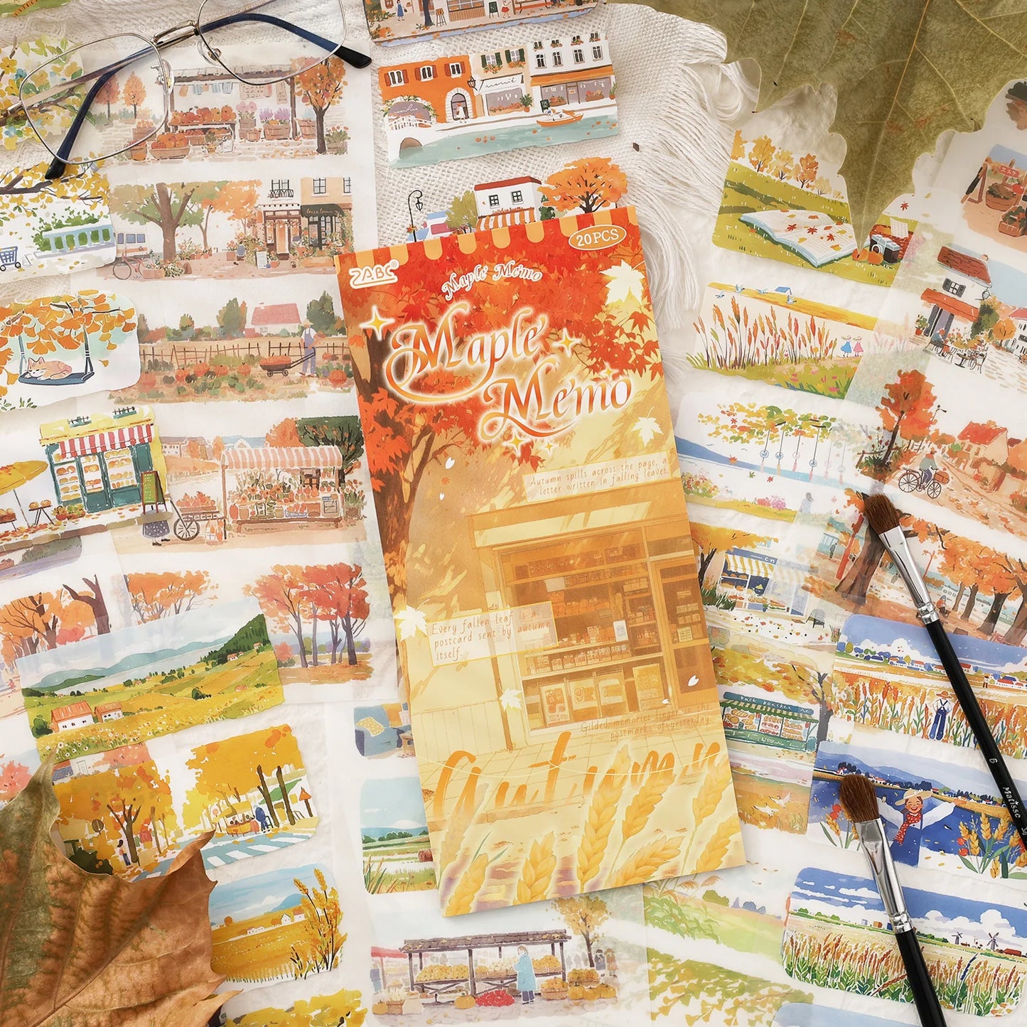 Livre de Stickers Transparents Paysages Aquarelle – 4 Saisons