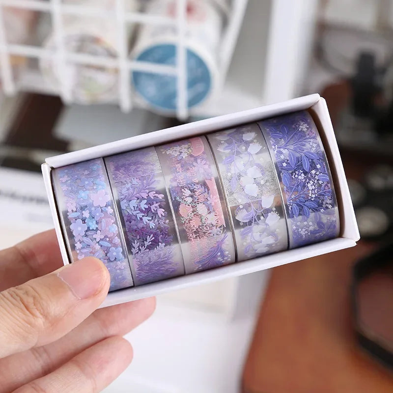 Set de Washi Tapes Fleurs Transparents | 5 Rouleaux