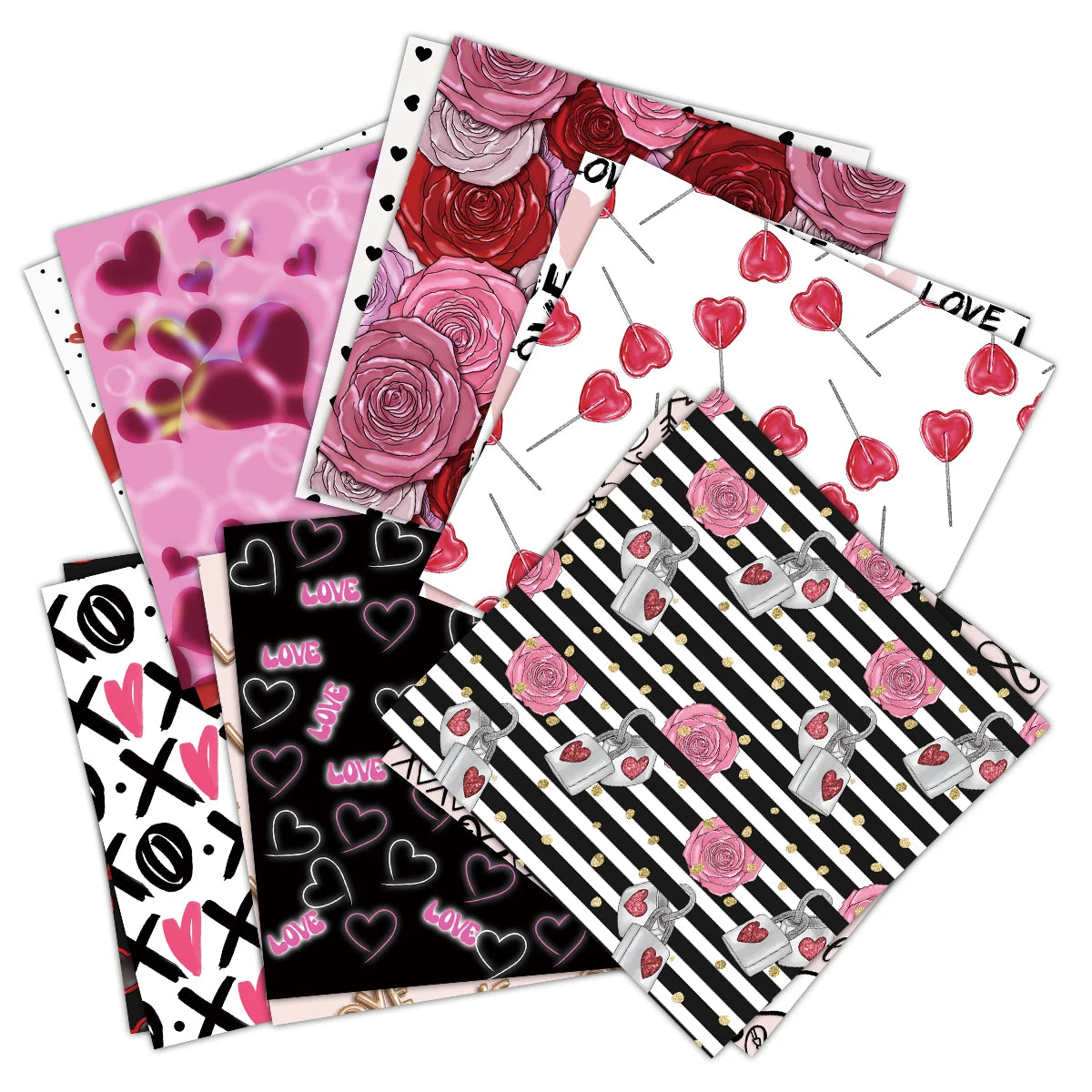 Papiers Scrapbooking Saint-Valentin – Pink Love | 12 Feuilles