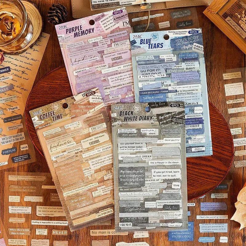 Stickers Anglais Vintage Mots| 6 Feuilles