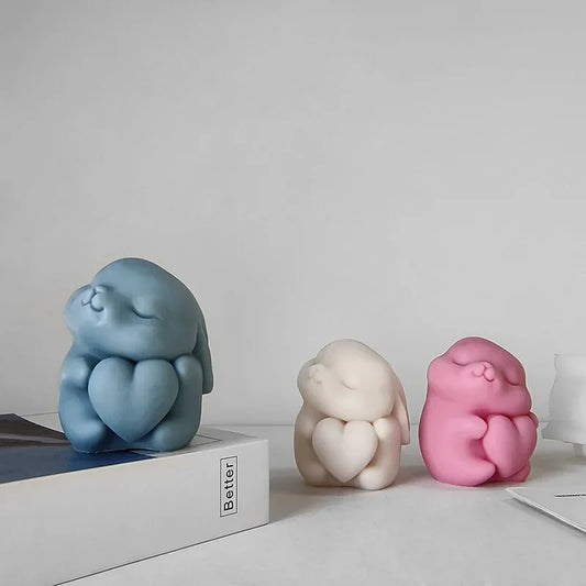 Moule Silicone Lapin avec Cœur – Bougie & Savon DIY | 3D