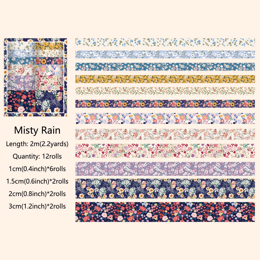 Set de Washi Tapes Floraux Vintage | 12 Rouleaux