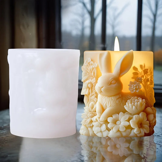Moule Bougie Lapin & Fleurs – Spécial Pâques