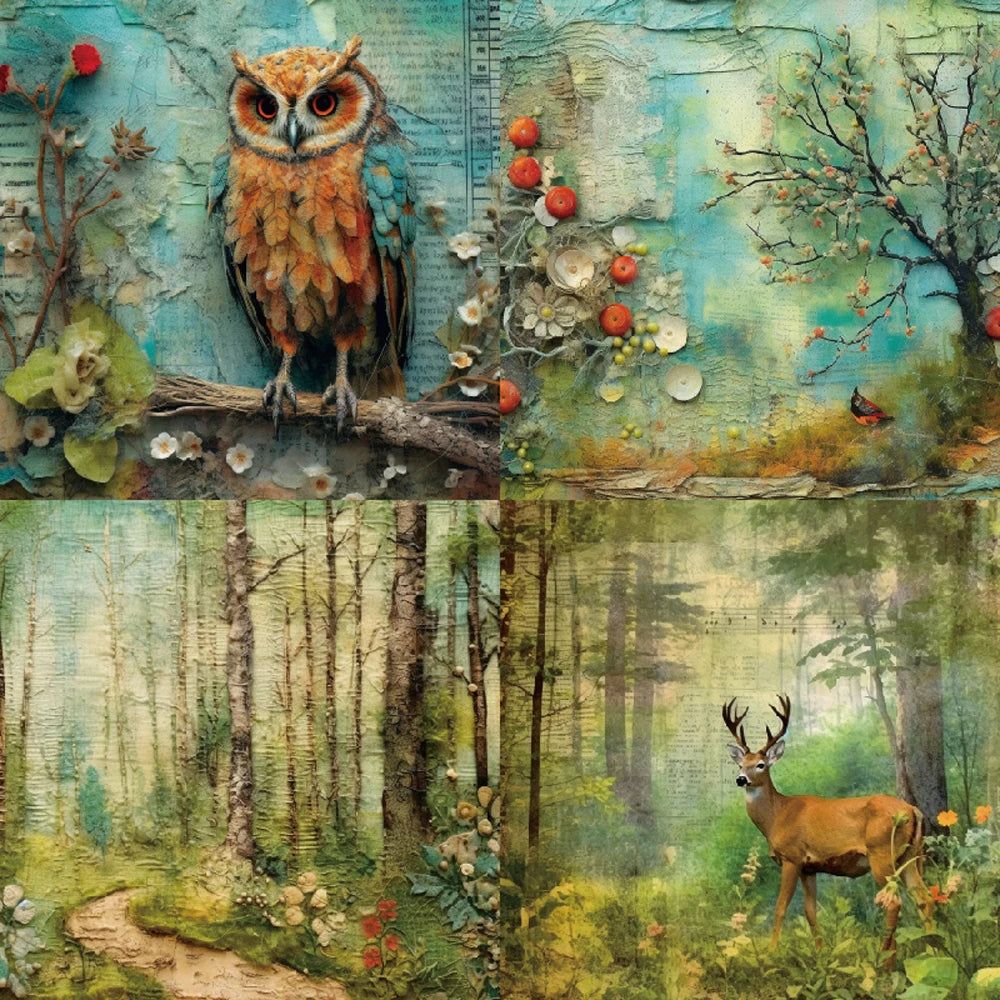 Papiers Scrapbooking Thème Forêt & Animaux - 24 Feuilles