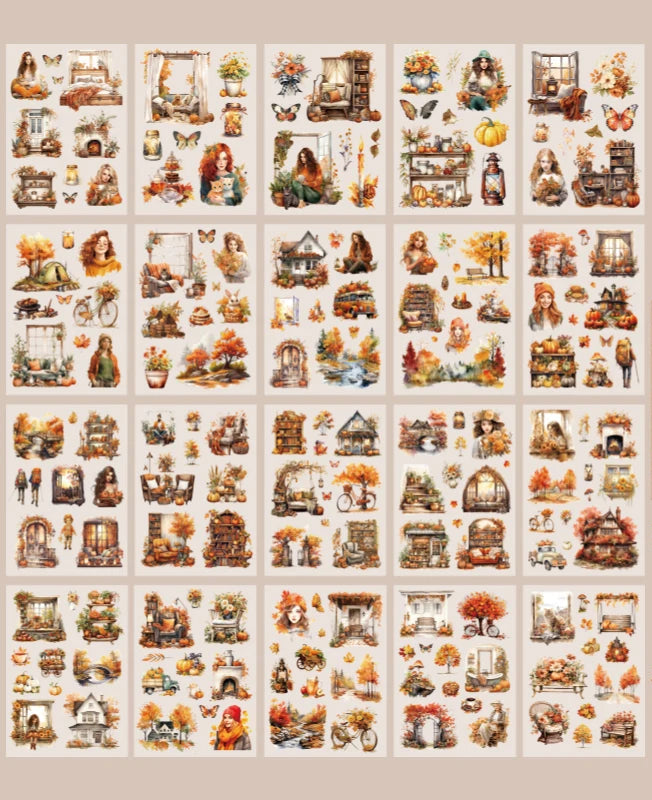 Livre de Stickers Vintage – Jeunes Femmes Rétro Europe & USA | Série Quatre Saisons