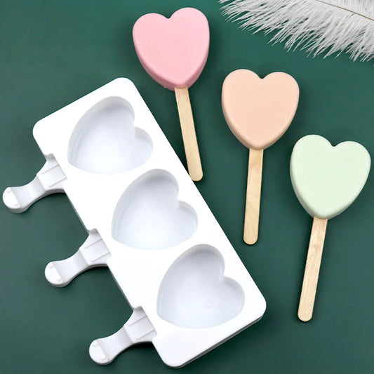 Moule Silicone Glace & Sucette Cœur  | 3 Cavités