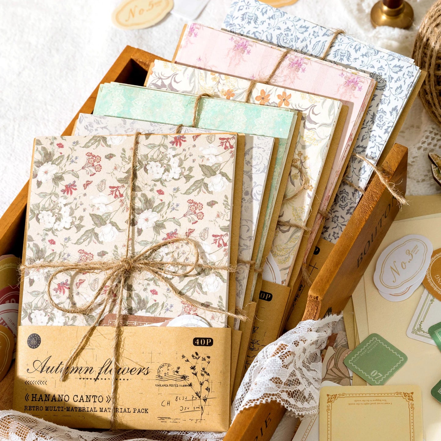 Papiers Scrapbooking Vintage Floraux | 40 Pièces