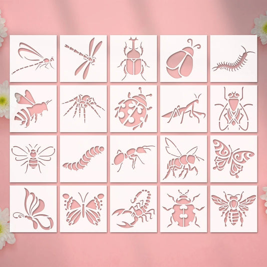 Set de Pochoirs Insectes – Libellules, Abeilles & Motifs Nature | 20 Pièces