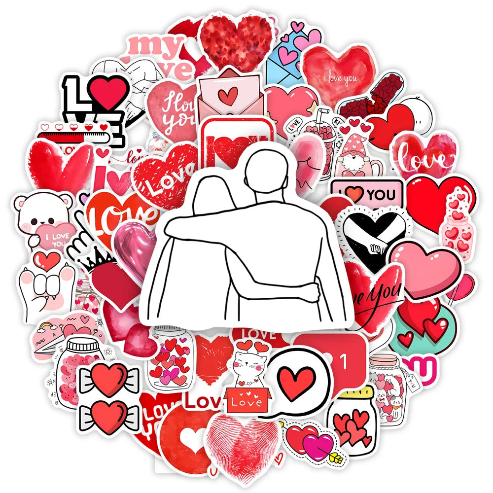 Stickers Cœurs Rouges – Love Saint-Valentin | 30 Pièces