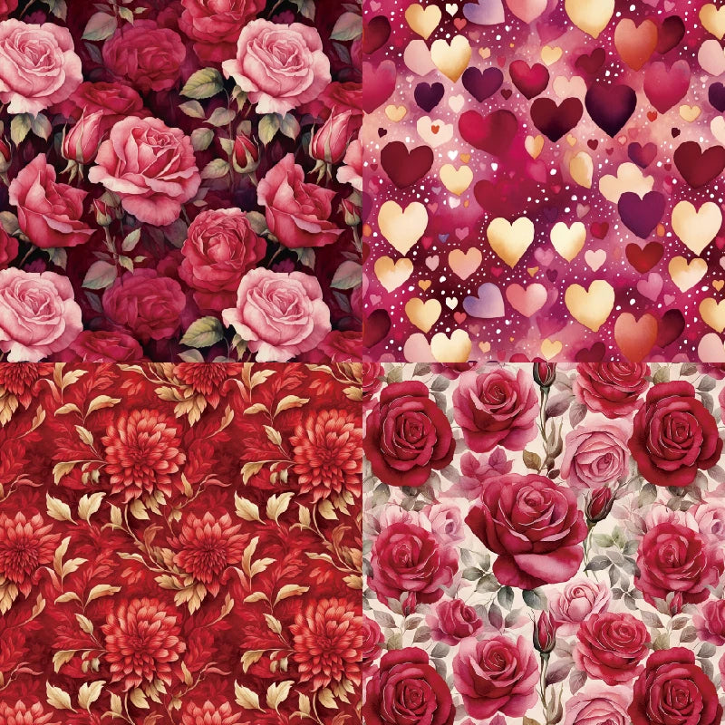 Papiers Scrapbooking Roses Romantiques – Tons Rose | 24 Feuilles