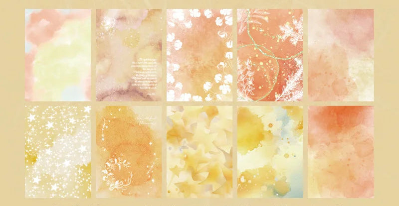 Papiers Scrapbooking  Effet Aquarelle & Couleurs Estompées | 20 Pièces - 6 couleurs aux choix