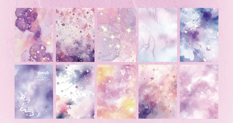 Papiers Scrapbooking  Effet Aquarelle & Couleurs Estompées | 20 Pièces - 6 couleurs aux choix