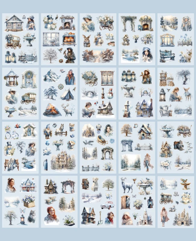 Livre de Stickers Vintage – Jeunes Femmes Rétro Europe & USA | Série Quatre Saisons