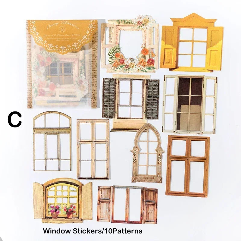 Stickers Fenêtres Découpées – Style Aesthetic | 10 Pièces